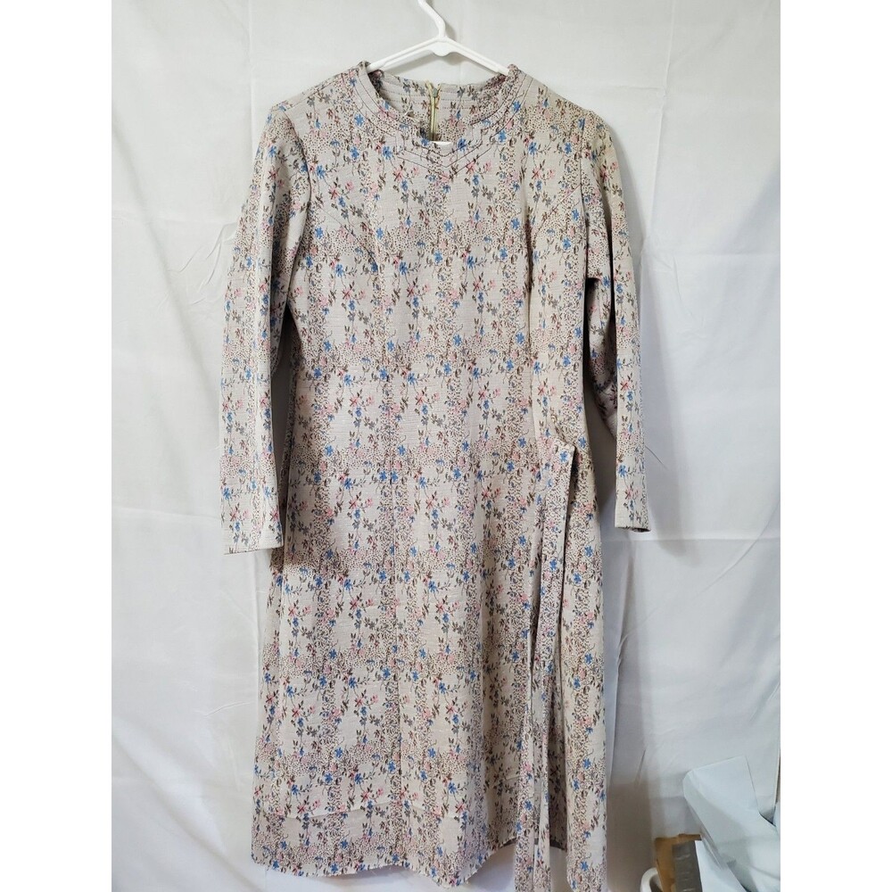 City Scene Floral Long Dress 3/4 Sleeve Size XS or Small Midi 1/2 Zip